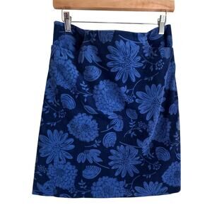 Lilly Pulitzer Blue Periwinkle Navy Corduroy Mini Skirt Floral Sz 6 Prep Flower